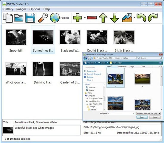 JavaScript Slider Image Gallery screenshot
